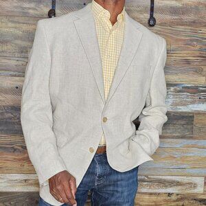 Ralph Lauren 100% Linen Beige Sport Jacket Blazer 44R